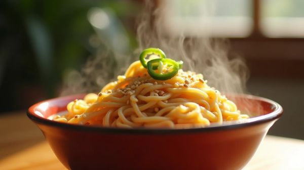 Buldak carbonara : nouilles instantanées crémeuses et épicées